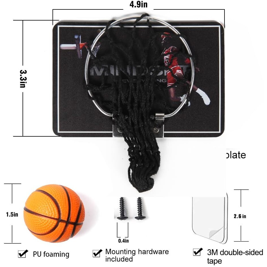Gysh Indoors Office Desktop Mini Basketball Hoop Smallest Foam Basketball And Hoop Stands It Can Be Installed On The Desk Or Table Basketball Game Desk Toys For Office For Adults(Mj)