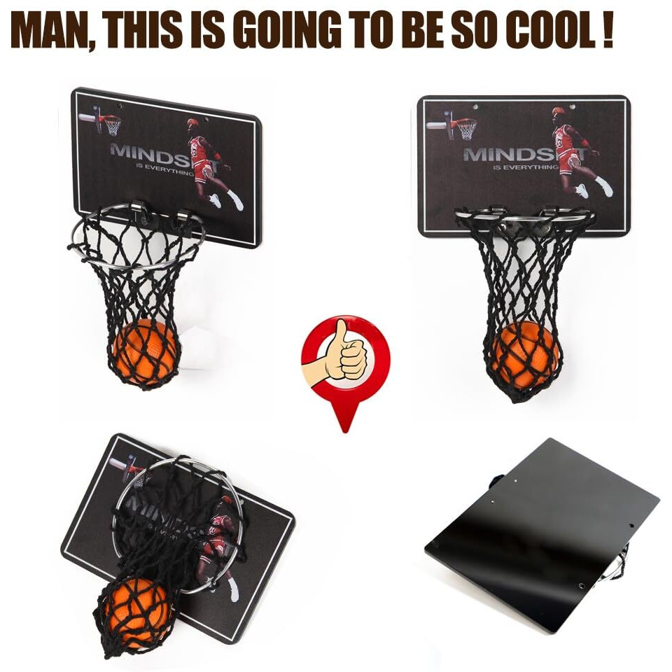 Gysh Indoors Office Desktop Mini Basketball Hoop Smallest Foam Basketball And Hoop Stands It Can Be Installed On The Desk Or Table Basketball Game Desk Toys For Office For Adults(Mj)