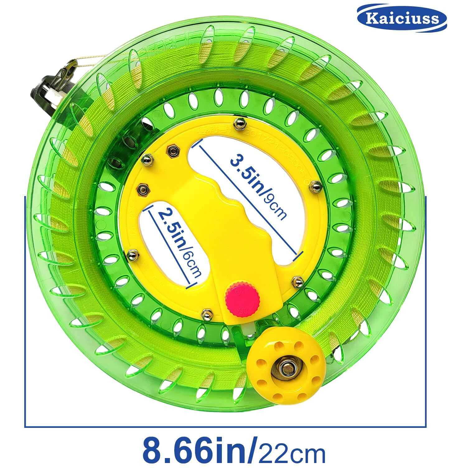 Kaiciuss 8.7 Inch Kite Reel Winder With Line  Kite String Reel For Kids & Adults  Easy To Use String And Spool  It Comes With 1200 Ft Durable Kite Thread And Connector (Green)