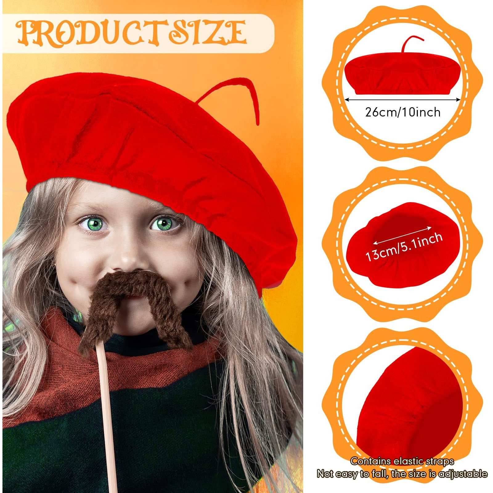 Laumoi 20 Pcs Halloween Party Berets For Kids French Beret Bulk Hat Artist Beanie With Color Neck Scarf For Cosplay Decorate(Bright Colors)