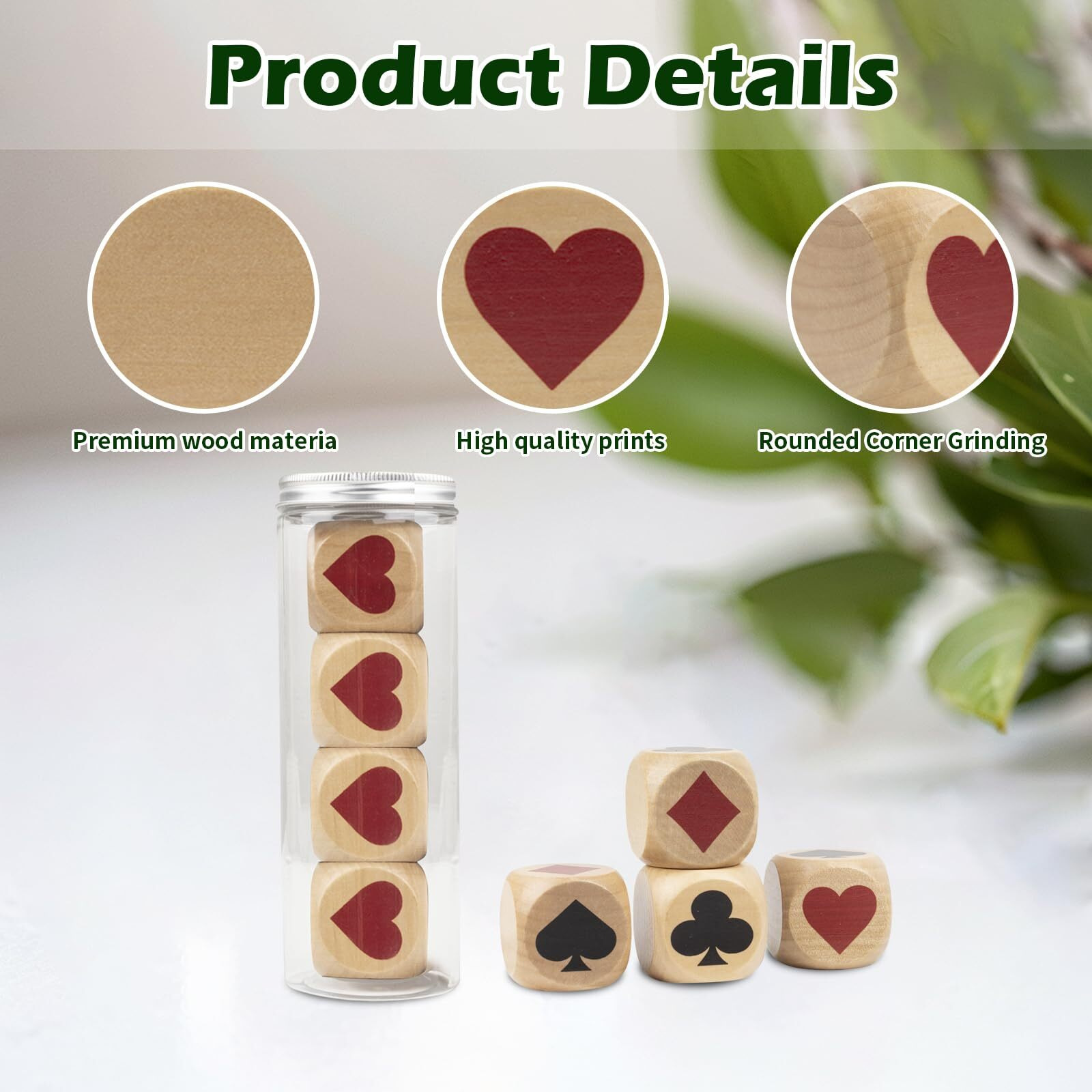 Wooden Trump Marker Dice 4Pcs Trump Indicator Clear Big Size Euchre Cube For Euchre Player Great Tools For Euchre Pinochele Playing Cards Make A Great Gift For Your Favorite Bridge Or Euchre Player