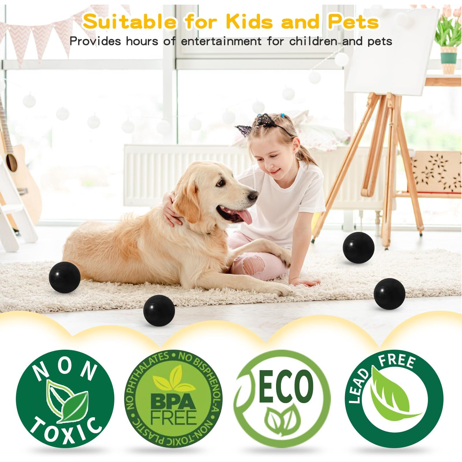 Trendplay Ball Pit Balls - Phthalate Free Bpa Free Pack Of 50 - Non-Toxic Durable And Safe  Black
