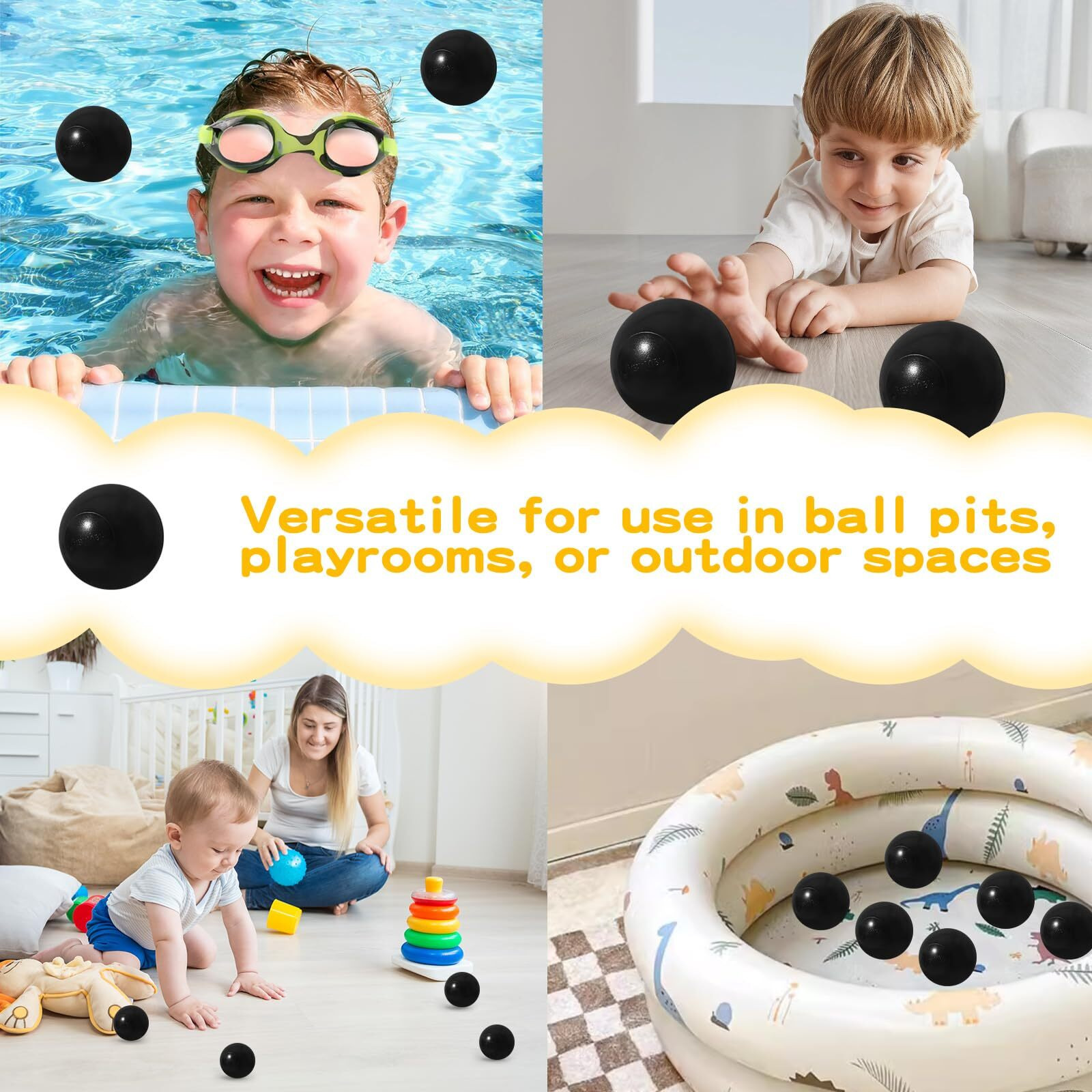 Trendplay Ball Pit Balls - Phthalate Free Bpa Free Pack Of 50 - Non-Toxic Durable And Safe  Black