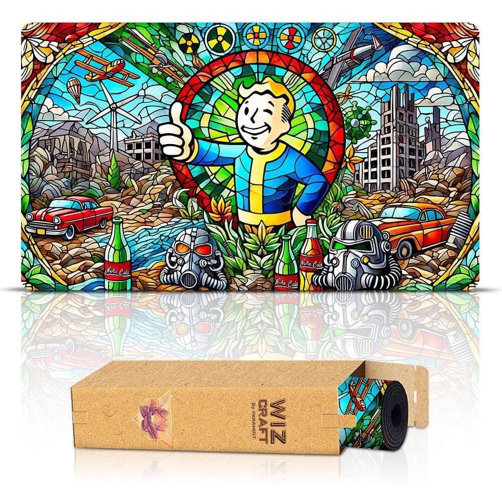 Wizcraft Gaming Paramint Stained Glass Fallout (Stitched) - Fallout  Mtg Playmat - Compatible With Magic The Gathering Playmat - Play Mtg  Yugioh  Tcg - Original Play Mat Art Designs & Accessories