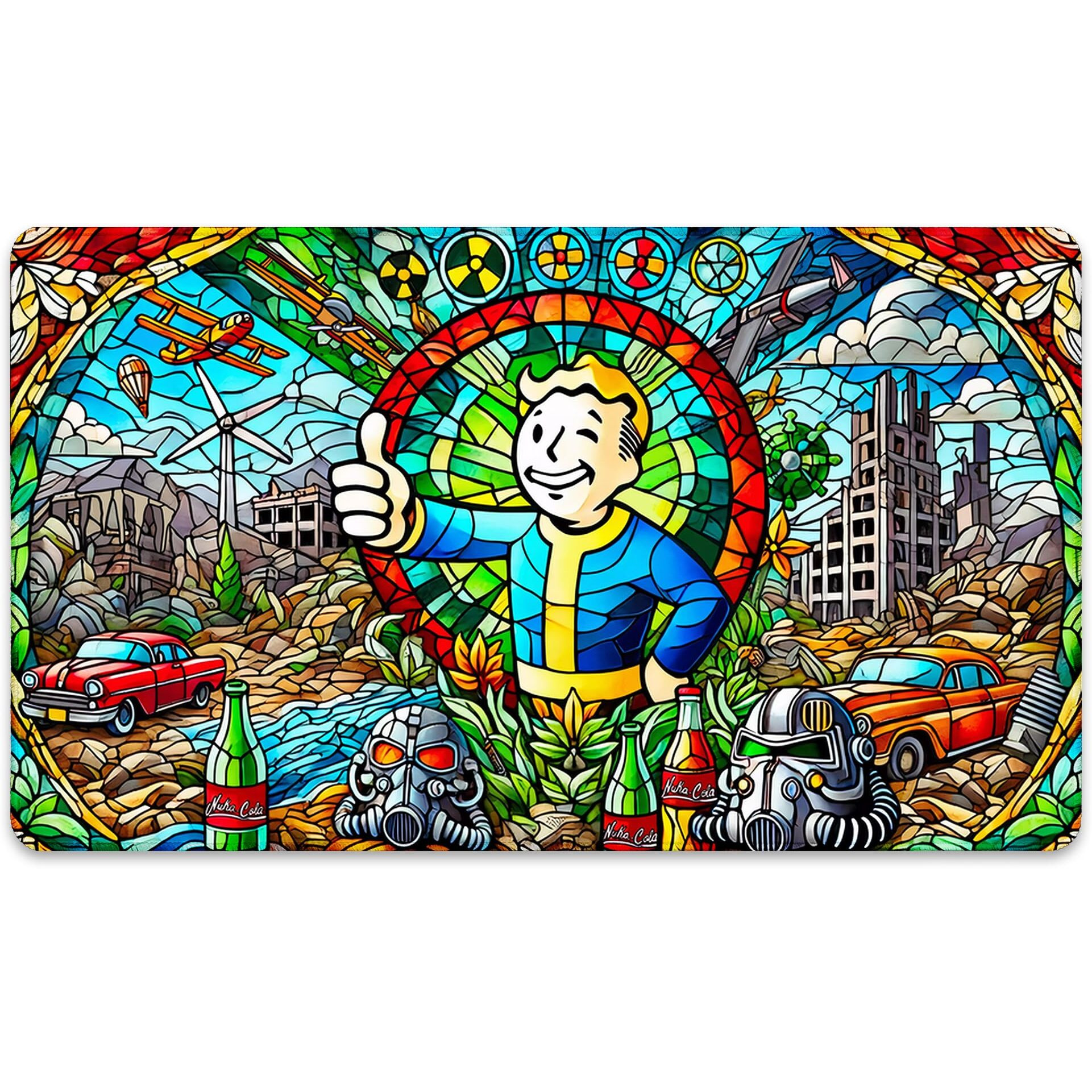 Wizcraft Gaming Paramint Stained Glass Fallout (Stitched) - Fallout  Mtg Playmat - Compatible With Magic The Gathering Playmat - Play Mtg  Yugioh  Tcg - Original Play Mat Art Designs & Accessories