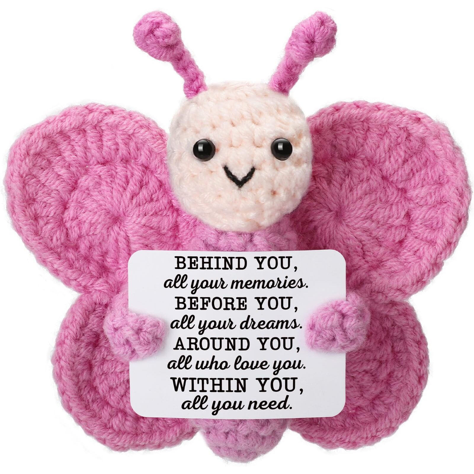 Positive Crochet Butterfly For Women  Mini Handmade Emotional Support Plush For Friends  Coworkers Boss Girls Teachers On Birthday Christmas Valentines Card Bracelet Blanket Basket