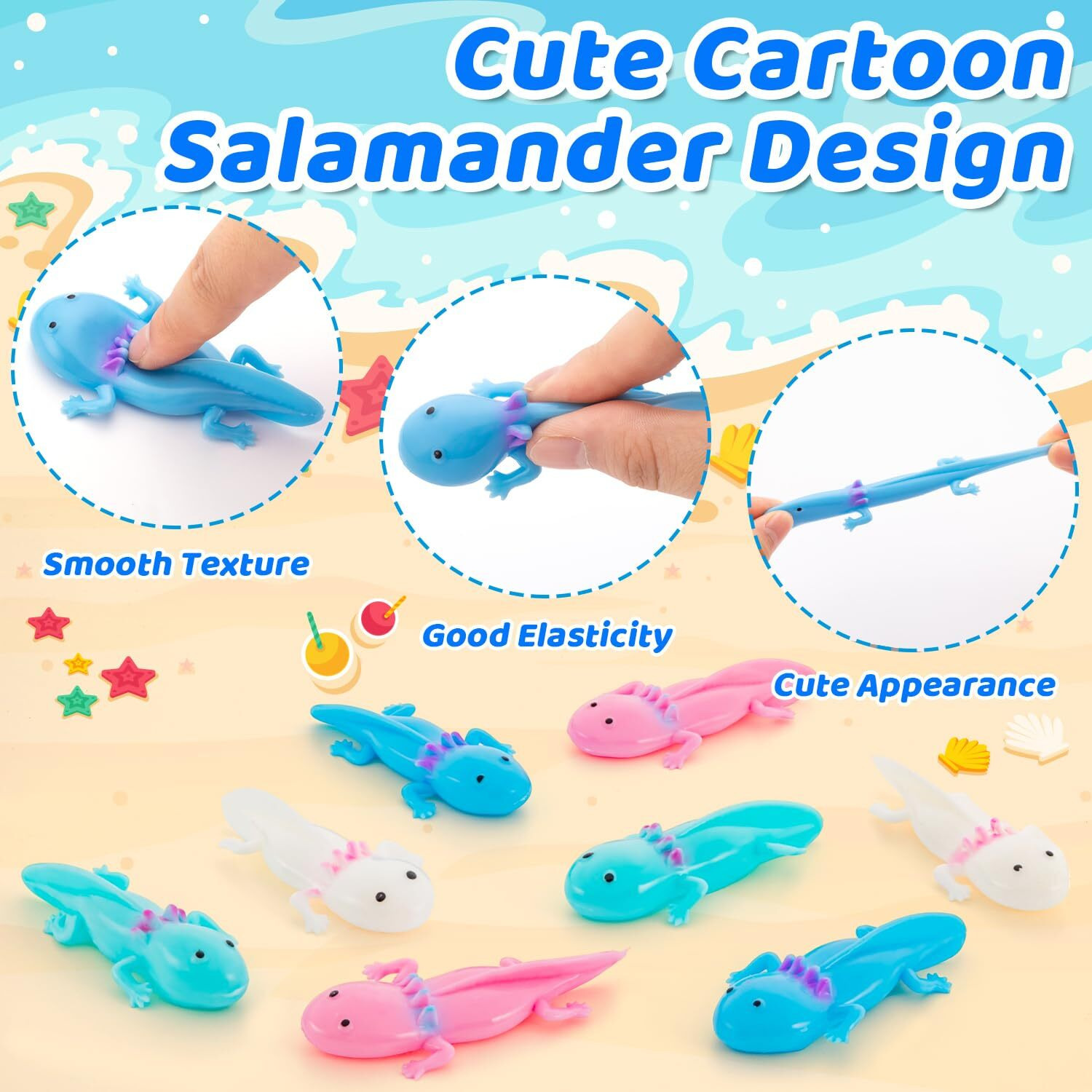 Kxcoftxi 20Pcs Axolotl Party Favors  4 Colors Axolotl Rubber Toy  Axolotl Toy For Gifts  Christmas Finger Slingshot Novelty Toys  Axolotl Party Decorations For Novelty Toys And Amusements