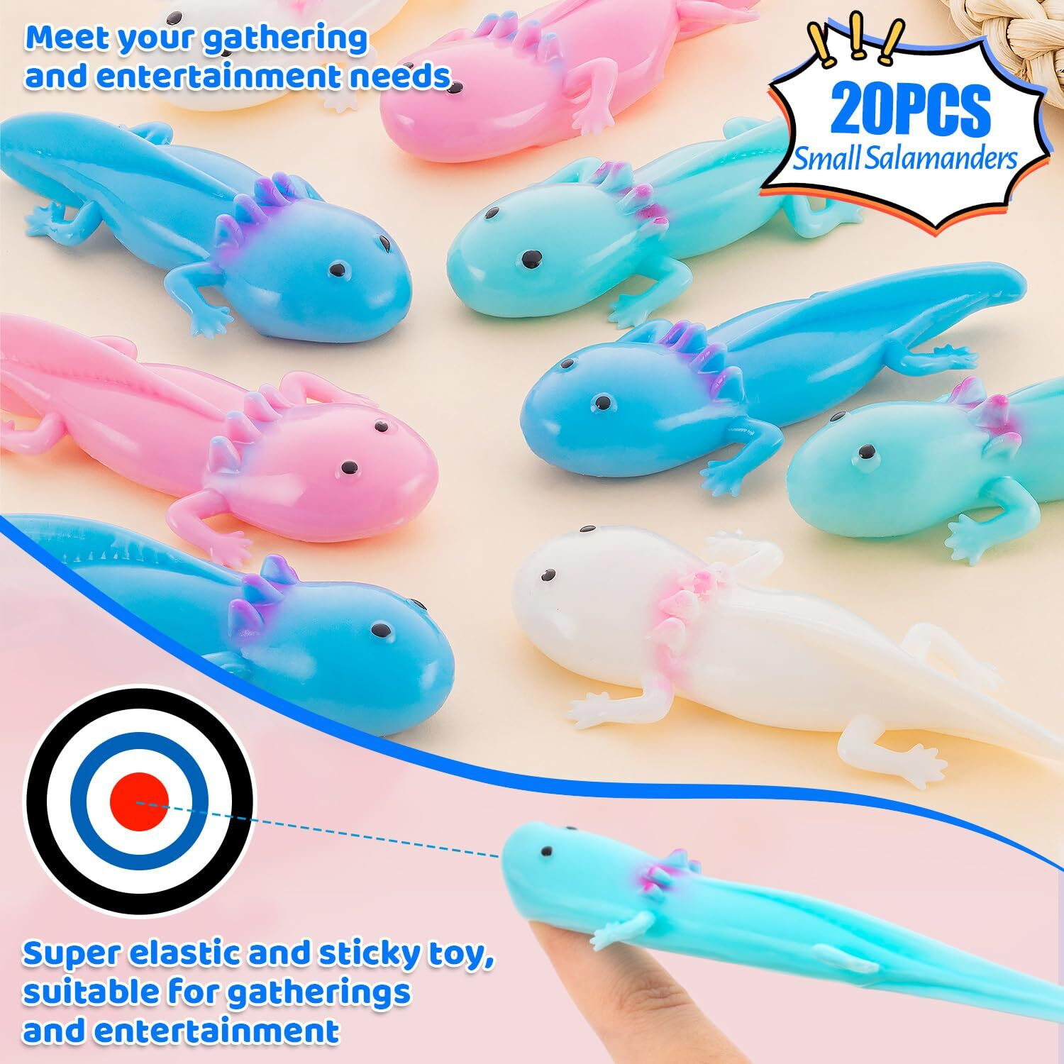 Kxcoftxi 20Pcs Axolotl Party Favors  4 Colors Axolotl Rubber Toy  Axolotl Toy For Gifts  Christmas Finger Slingshot Novelty Toys  Axolotl Party Decorations For Novelty Toys And Amusements