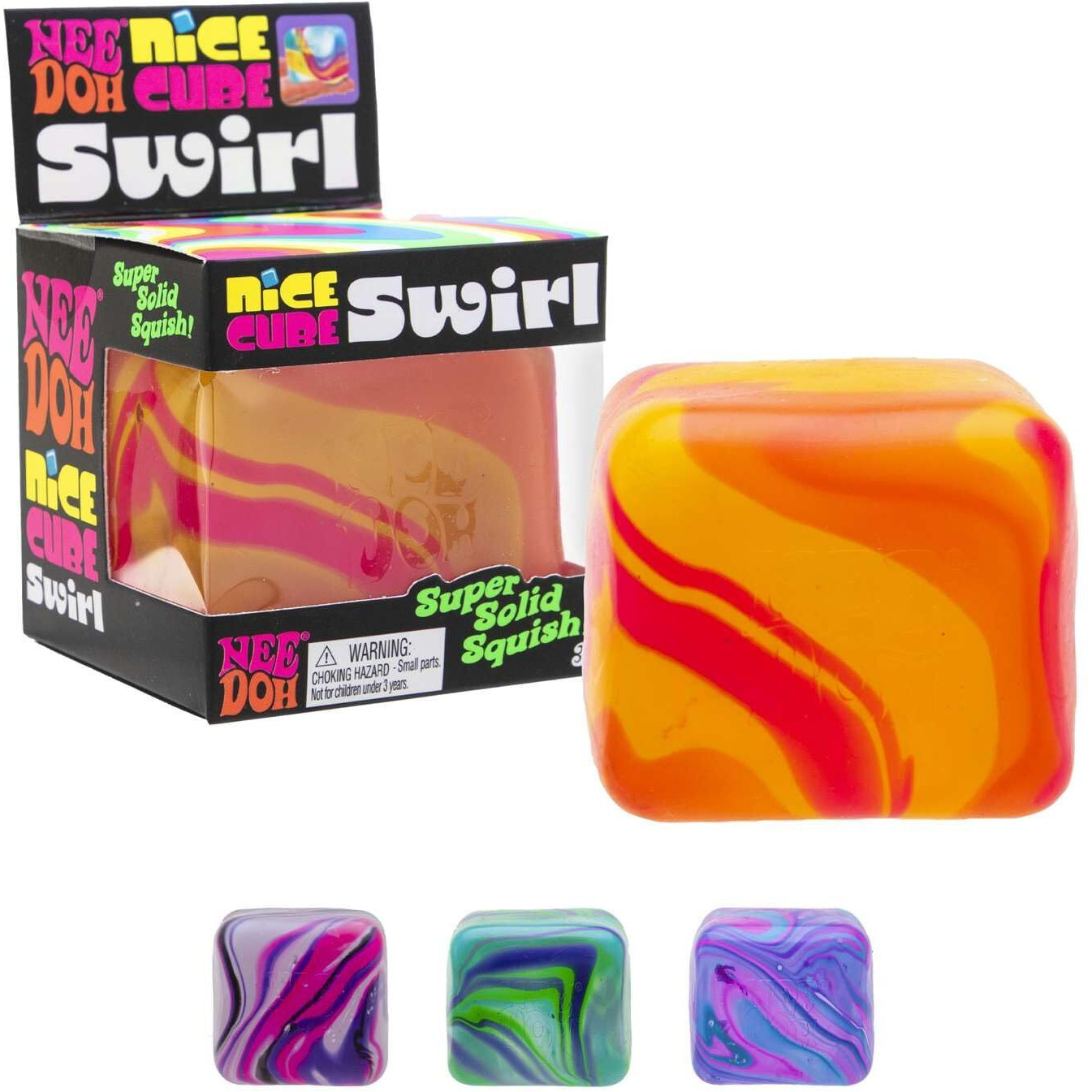 Schylling Needoh Nice Cube Swirl - Sensory Toy With A Super Solid Squish - Unique  Swirling Color Blend - Ages 3 And Up - Color May Vary One Cube Per Pack