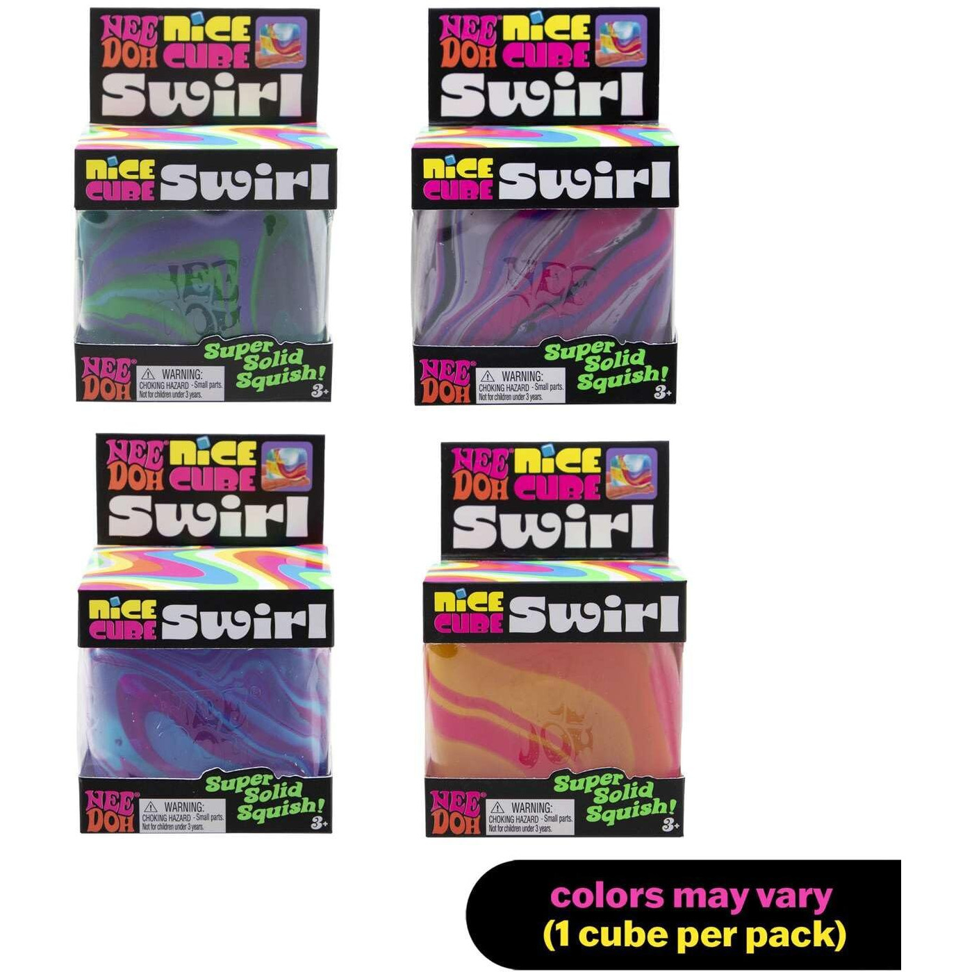 Schylling Needoh Nice Cube Swirl - Sensory Toy With A Super Solid Squish - Unique  Swirling Color Blend - Ages 3 And Up - Color May Vary One Cube Per Pack