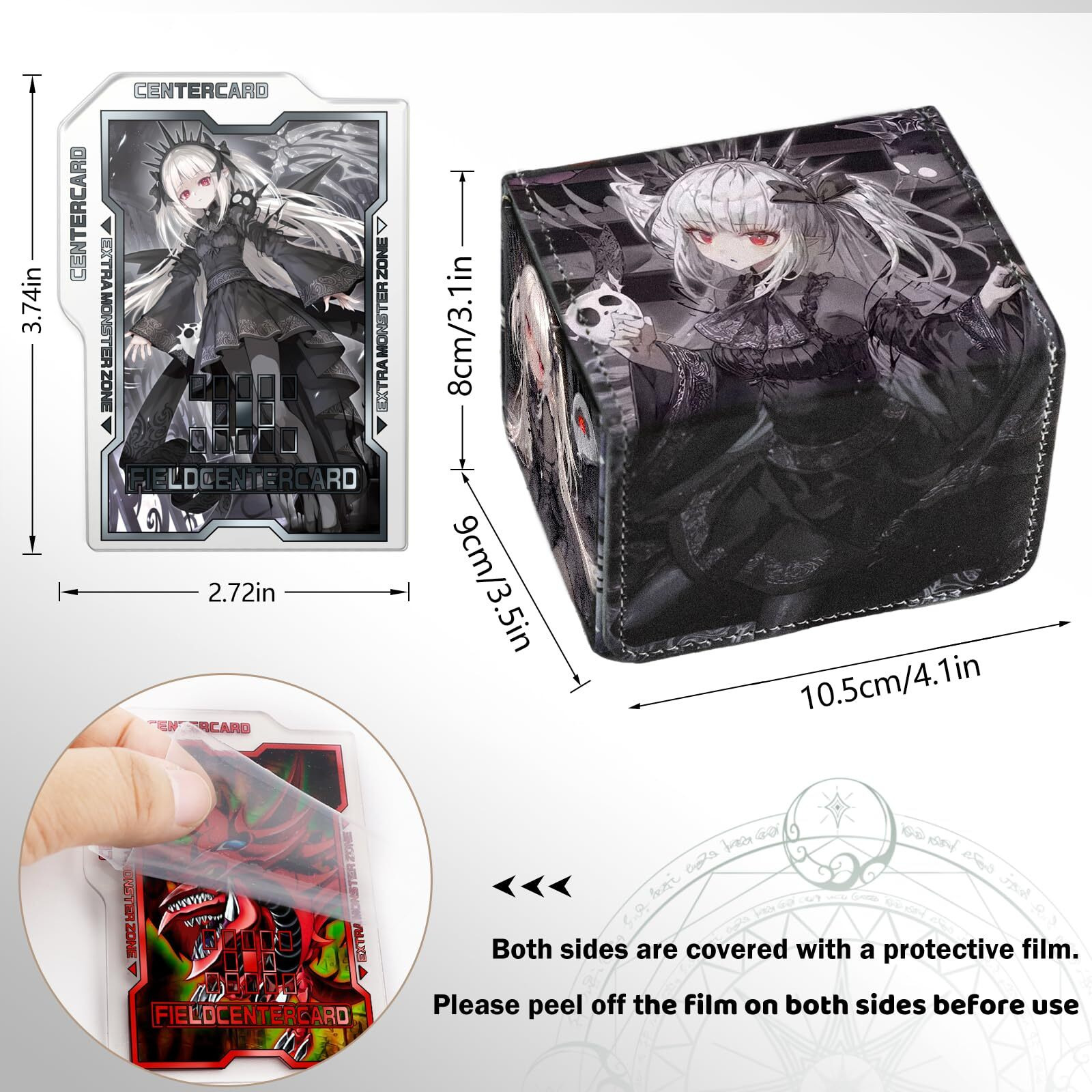 Sabermaster Card Deck Box Fits For Ygo Mtg 100+ Card Storage Box Trading Games Pu Leather Storage Premium Deck Case (A-Bao A Qu)