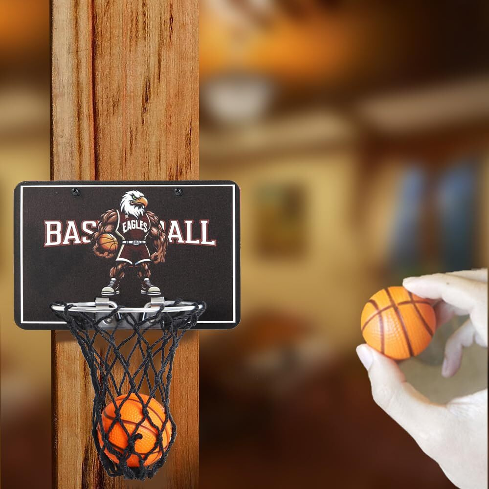 Gysh Indoors Office Desktop Mini Basketball Hoop Smallest Foam Basketball And Hoop Stands It Can Be Installed On The Desk Or Table Basketball Game Desk Toys For Office For Adults (Eagle)