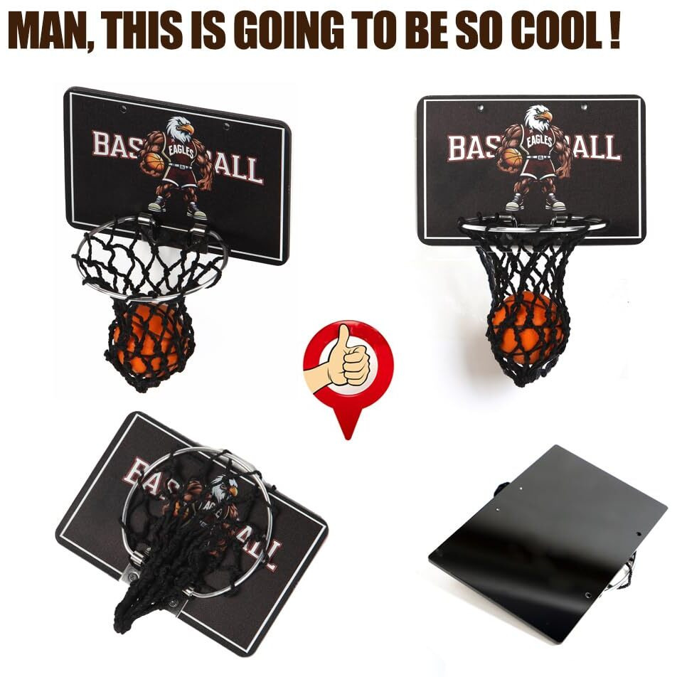 Gysh Indoors Office Desktop Mini Basketball Hoop Smallest Foam Basketball And Hoop Stands It Can Be Installed On The Desk Or Table Basketball Game Desk Toys For Office For Adults (Eagle)