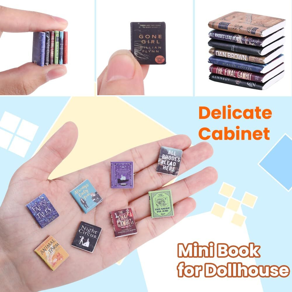 Diydec 300Pcs Mini Books Miniatures Dollhouse Books For Anxiety Bookshelf Tiny Plastic Books For Dollhouse Decor Accessories Diy Crafting Library Bookshelf Fillers Mini Toys