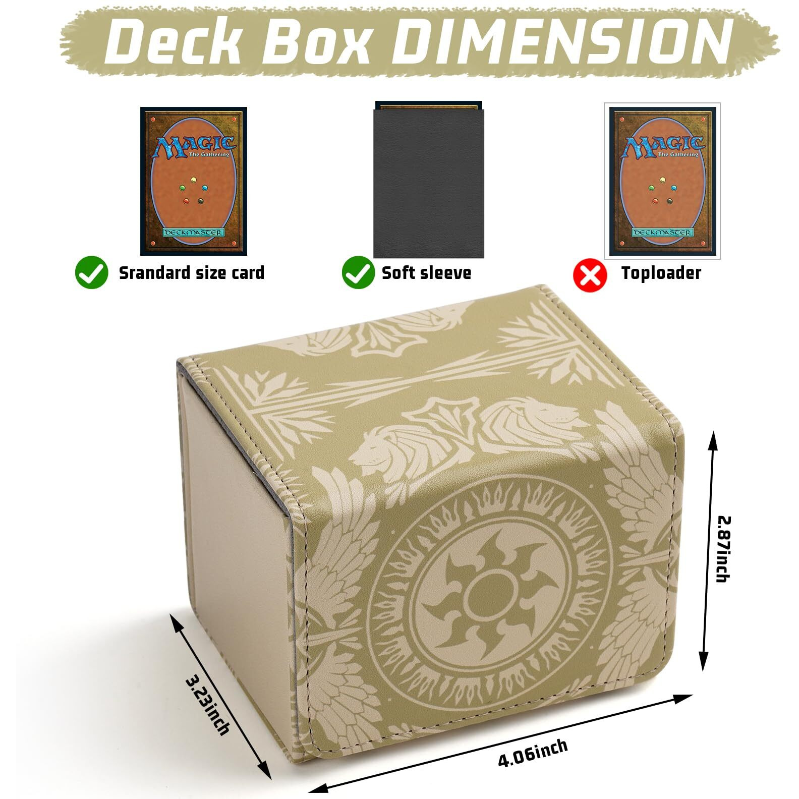 Deck Box For Mtg Cards  Trading Commander Deck Case Holds 120+ Sleeved Cards  Pu Leather Magnetic Collectible Card Storage Box Fits For Tcg Magic Card (Yellow)