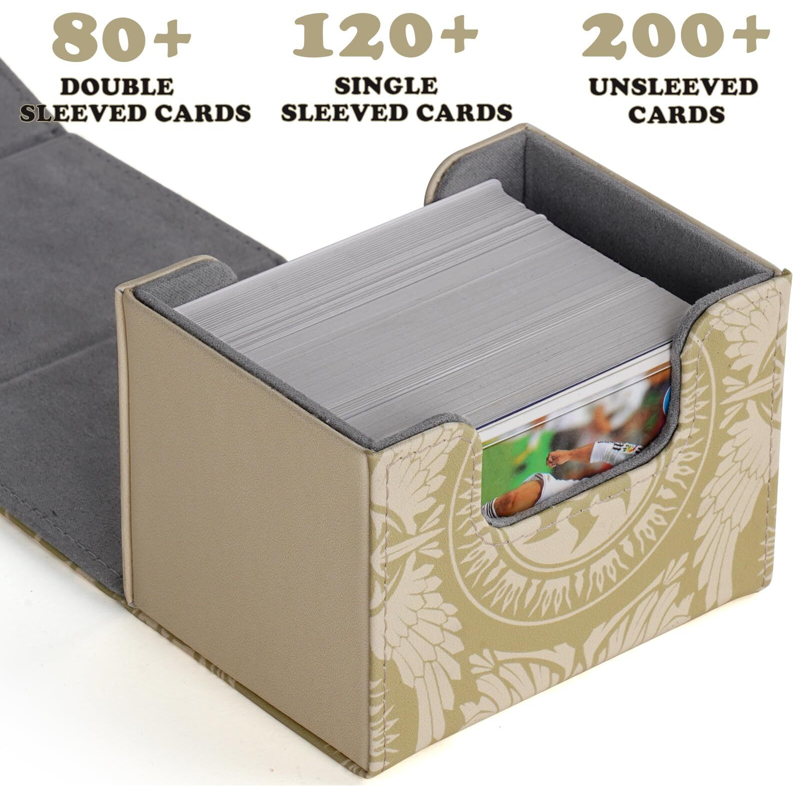 Deck Box For Mtg Cards  Trading Commander Deck Case Holds 120+ Sleeved Cards  Pu Leather Magnetic Collectible Card Storage Box Fits For Tcg Magic Card (Yellow)