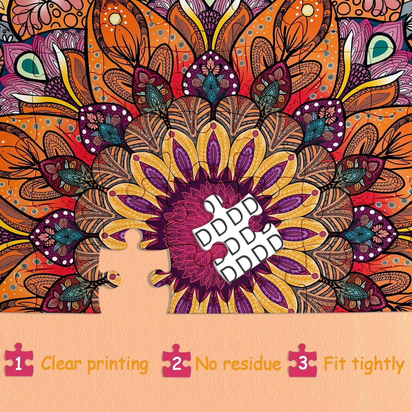 Round Mandala Puzzles For Adults 1000 Pieces  Flower Colorful Jigsaw Puzzles  Color Challenge Jigsaw Puzzles For Home Decor