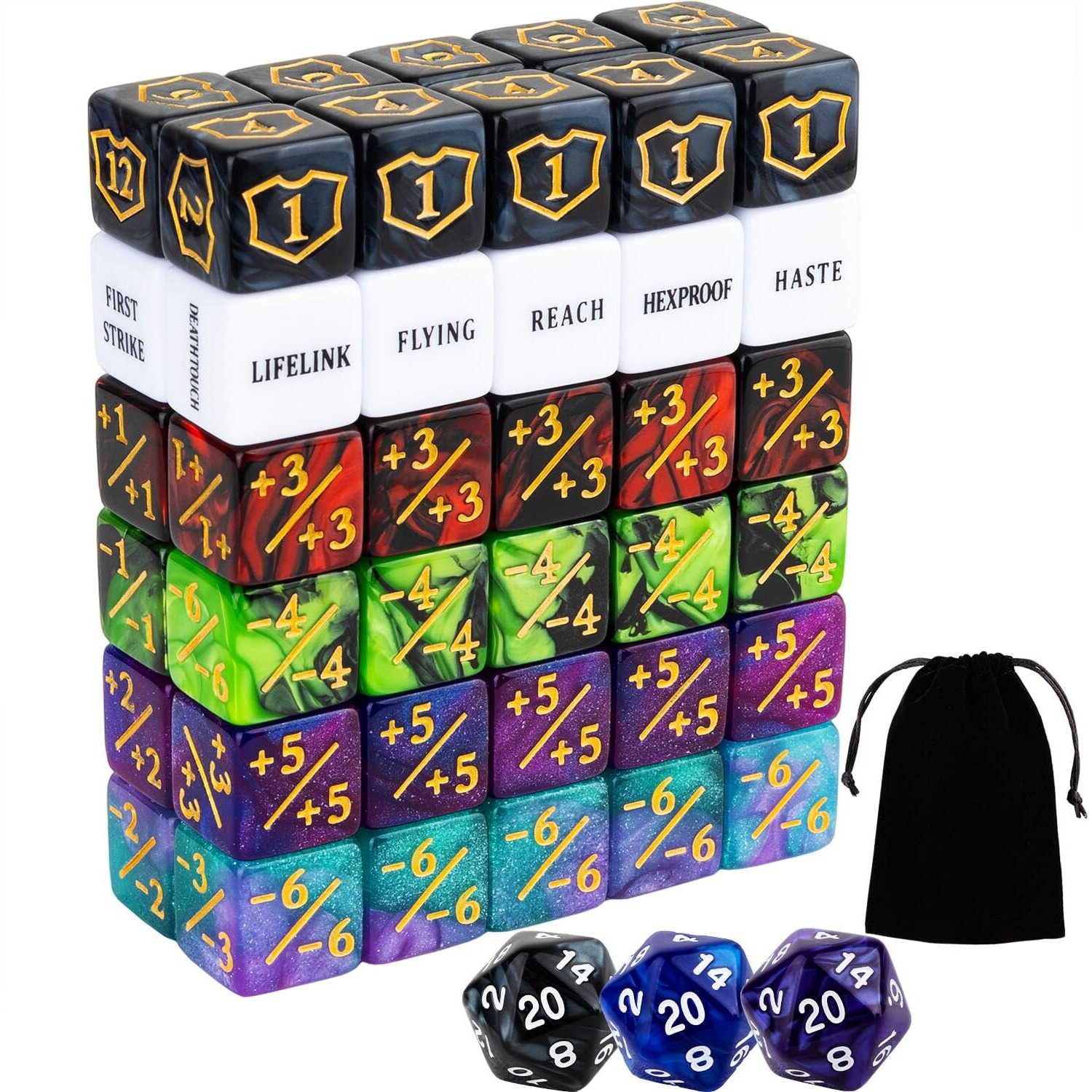 63 Pieces Mtg Dice Counters Bulk Ability Keywords Mtg Tokens Shield Life Counter 6 Sided Dice Set For Magic The Gathering Tcg Cards Gaming Accessories