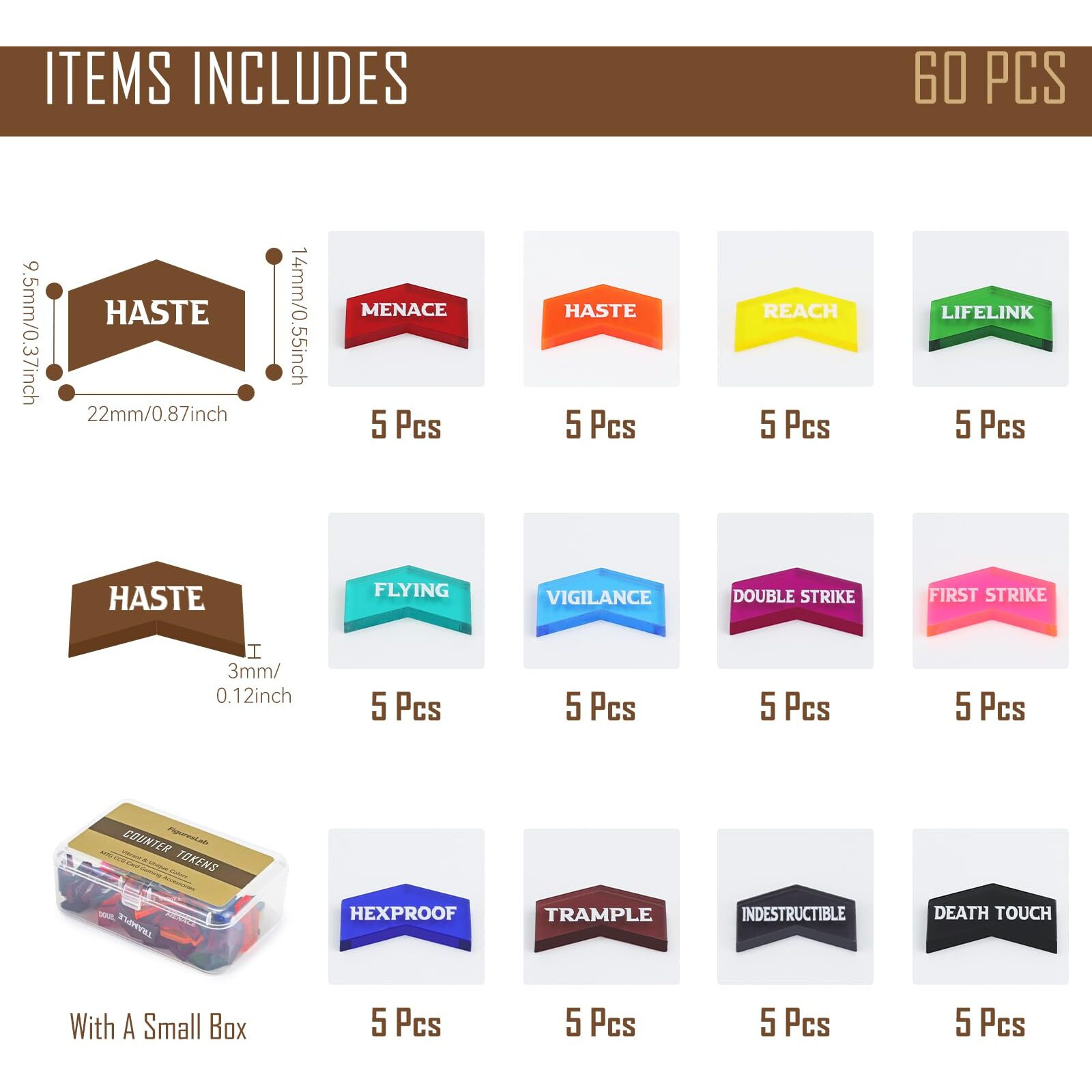 60Pcs Mtg Counters/Keyword Counters For Magic Card  Colorful Coded Mtg Tokens  Compatible With Ccg Card Gaming Accessories