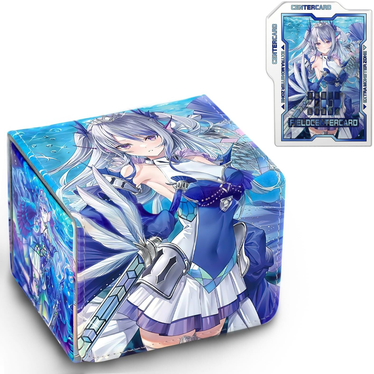 Sabermaster Card Deck Box Fits For Ygo Mtg 100+ Card Storage Box Trading Games Pu Leather Storage Premium Deck Case (Tearlaments)