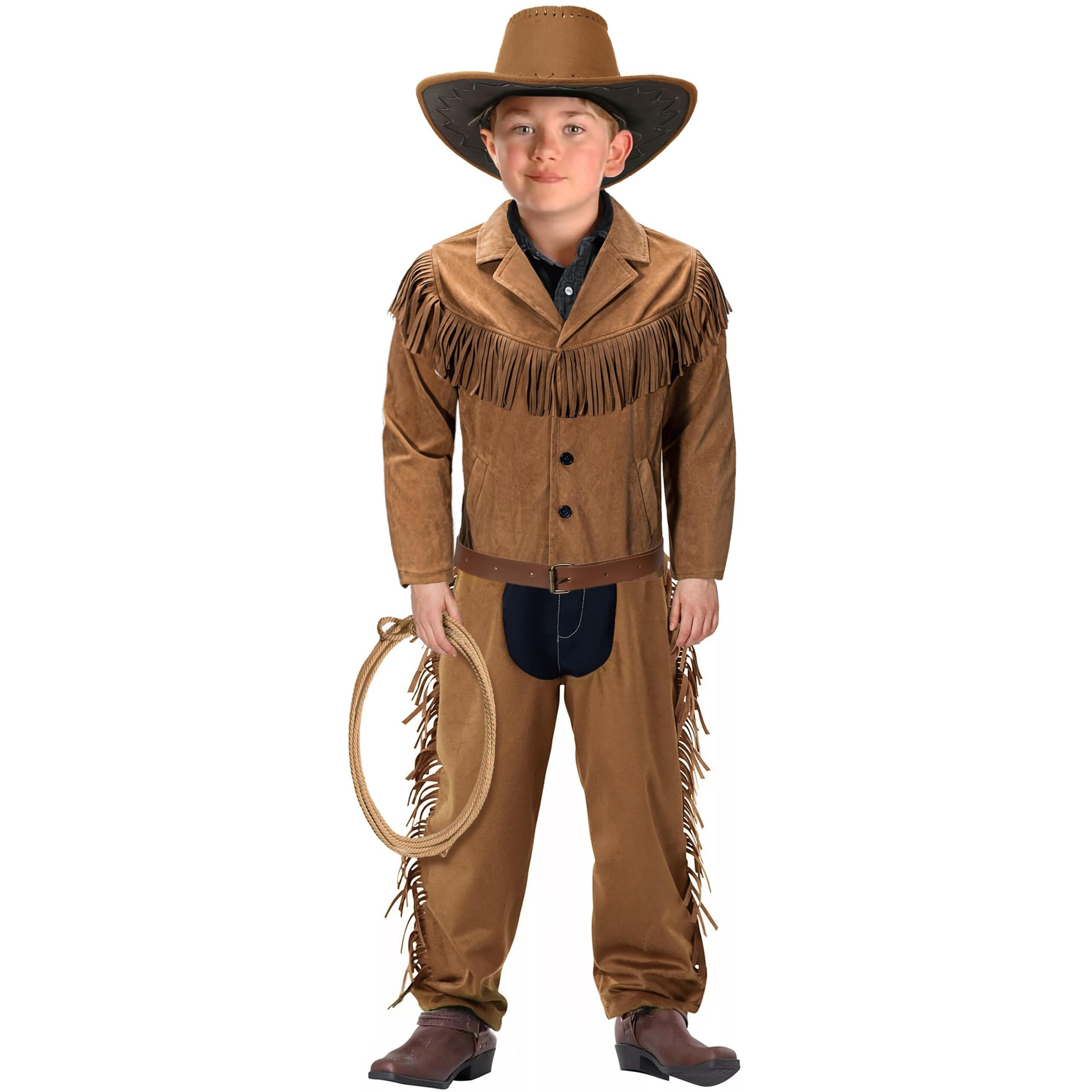 Kaipute Cowboy Costume Kids Jacket Pants For Boys Girls Western Role Play Halloween Party Cosplay 9-10 Years