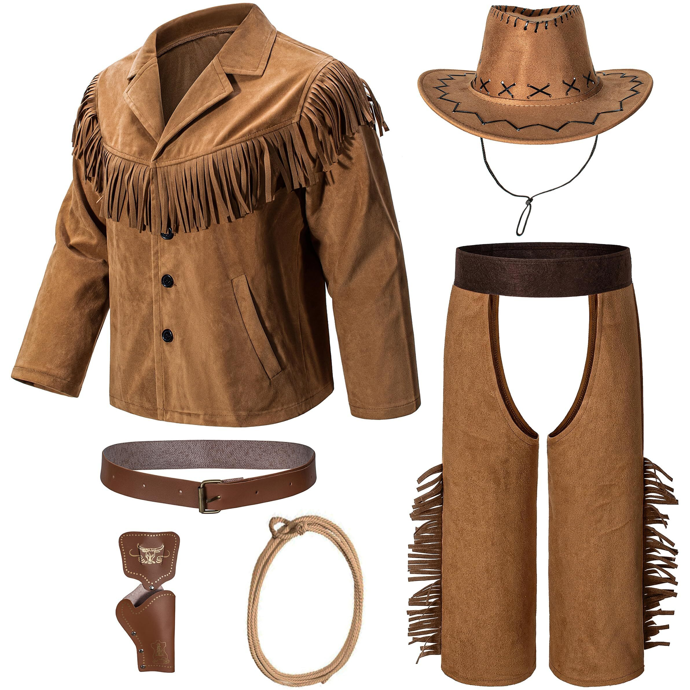 Kaipute Cowboy Costume Kids Jacket Pants For Boys Girls Western Role Play Halloween Party Cosplay 9-10 Years