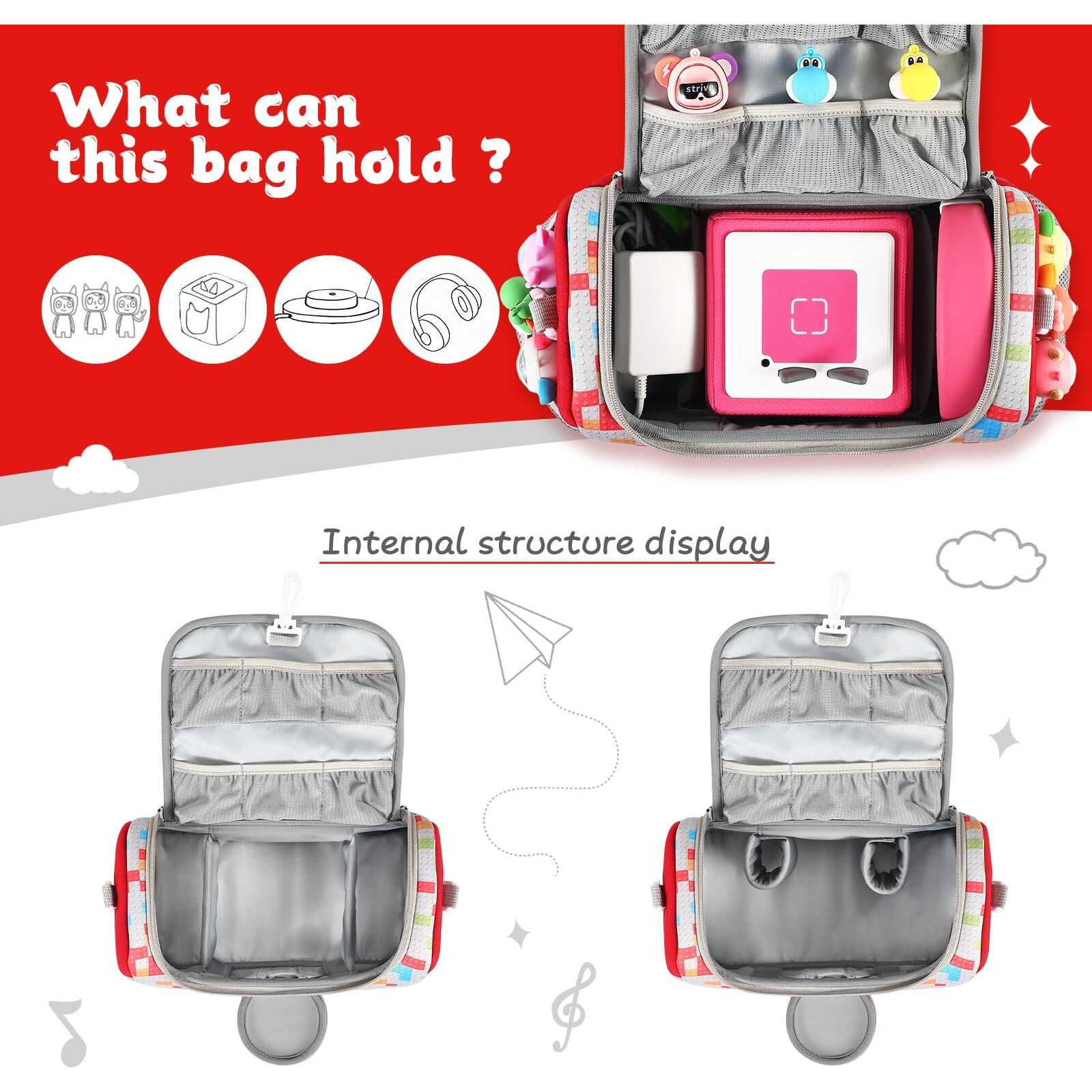 Ouknak Carrying Case For Toniebox Starter Set  Storage Carrier Bag For Toniebox Audio Player Carrying Box For Toniebox Accessories Travel Carrying Bag For Toniebox (White)