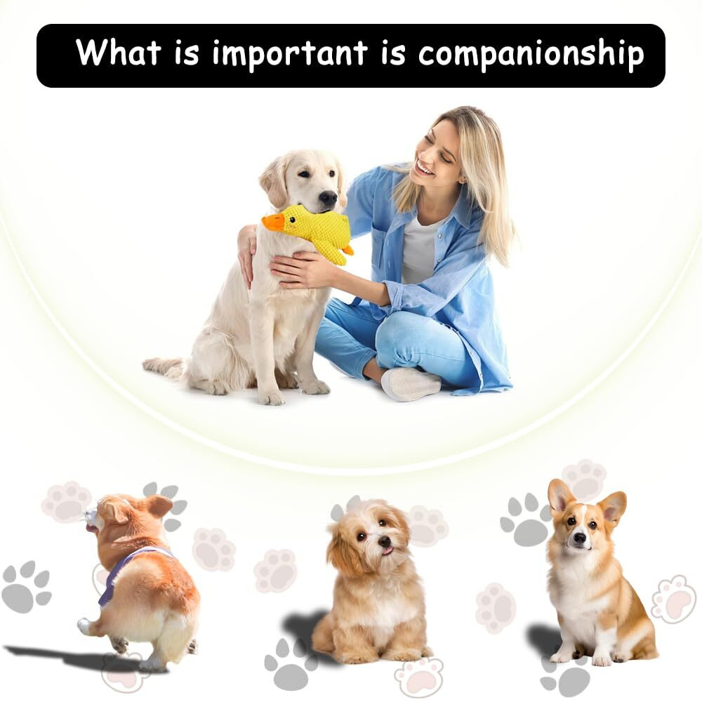 Quack-Quack Calming Duck Dog Toy  Emotional Support Plush For Dogs  Indestructible Chew Toy For Aggressive Chewers  Soft Squeaky Yellow Stuffed Duck  Interactive Indoor/Outdoor Toy (Yellow  S)