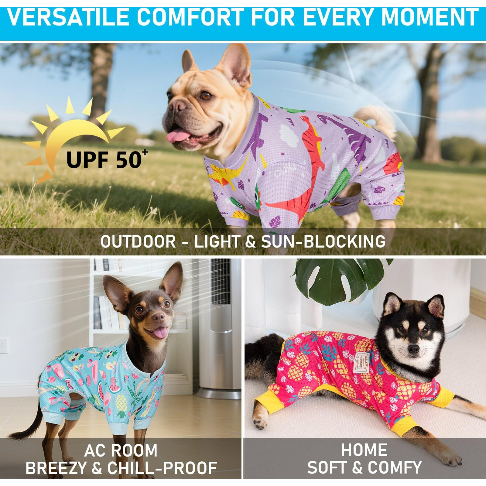 Kyeese Dog Pajamas For Summer Quick-Dry Mesh Pjs For Small Dogs Breathable Pet Costume Lightweight Pet Onesie Comfy Doggie Clothes Uv-Protective Jammies Pineapple Pattern  X-Large
