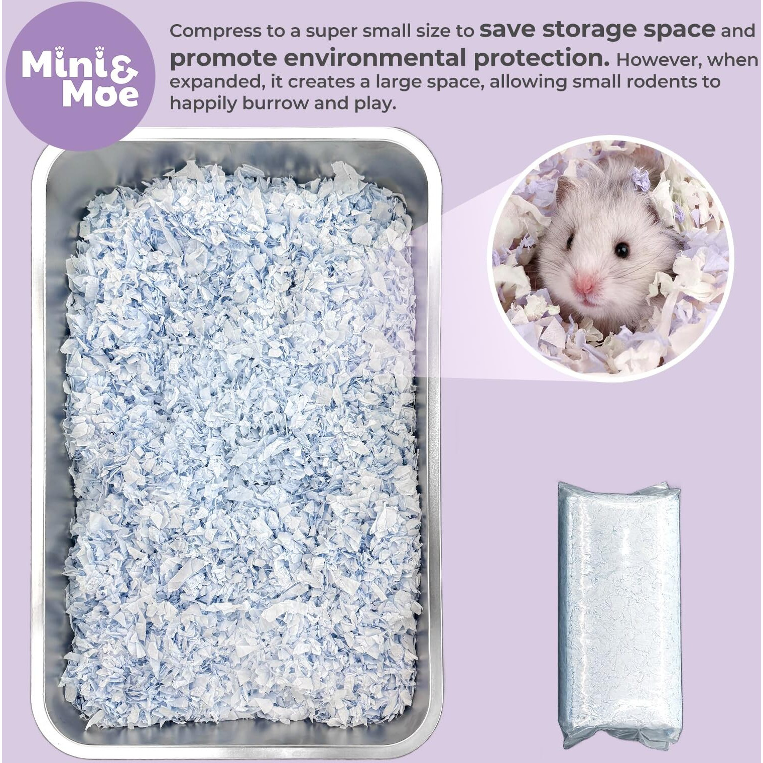 Mini&Moe Hamster Bedding Dust-Free And Odor Control Moisture Absorbent Natural Paper Small Pet Bedding - For Guinea Pigs  Hamsters  And Rabbits  12 Liters