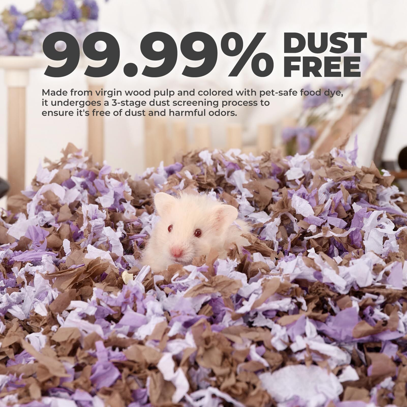Mini&Moe Hamster Bedding Dust-Free And Odor Control Moisture Absorbent Natural Paper Small Pet Bedding - For Guinea Pigs  Hamsters  And Rabbits  12 Liters