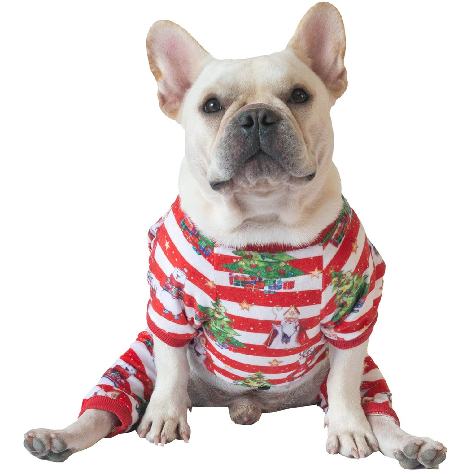 Cutebone Christmas Dog Pajamas Shirt Winter Holiday Cute Pjs Pet Clothes Bodysuit For Doggie Onesies P186S