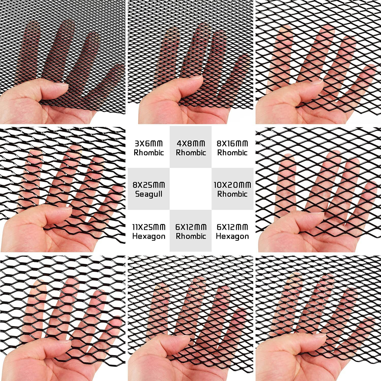 Aggauto Universal 40"&quotX13"" Car Grill Mesh - Aluminum Alloy Automotive Grille Insert Bumper 6X12Mm Hexagon Hole  One Of The Most Multifunctional Shape Grids 100X33Cm Black