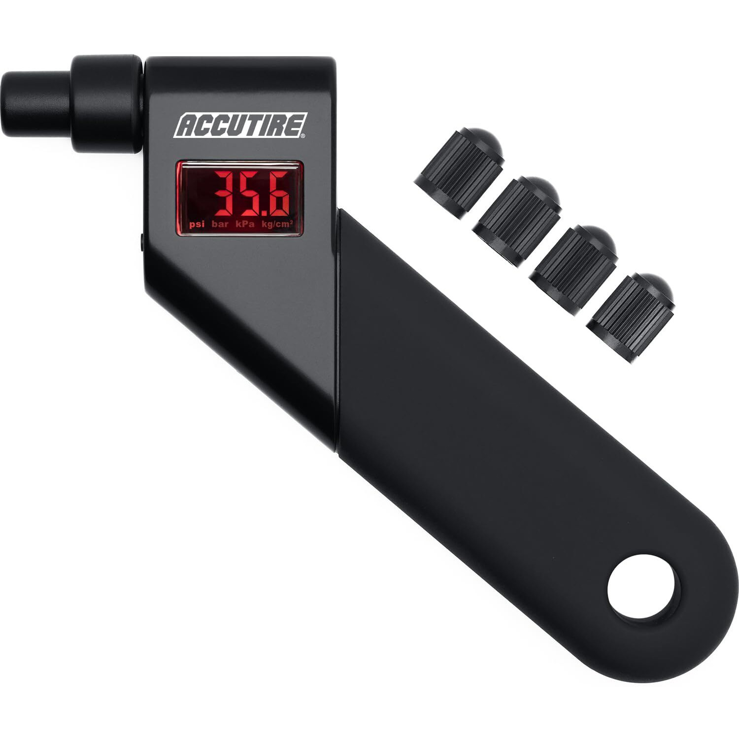 Accutire Ms-4021B Digital Tire Pressure Gauge With 4 Valve Caps  5-150Psi (Psi  Bar  Kpa  Kg/Cm2)