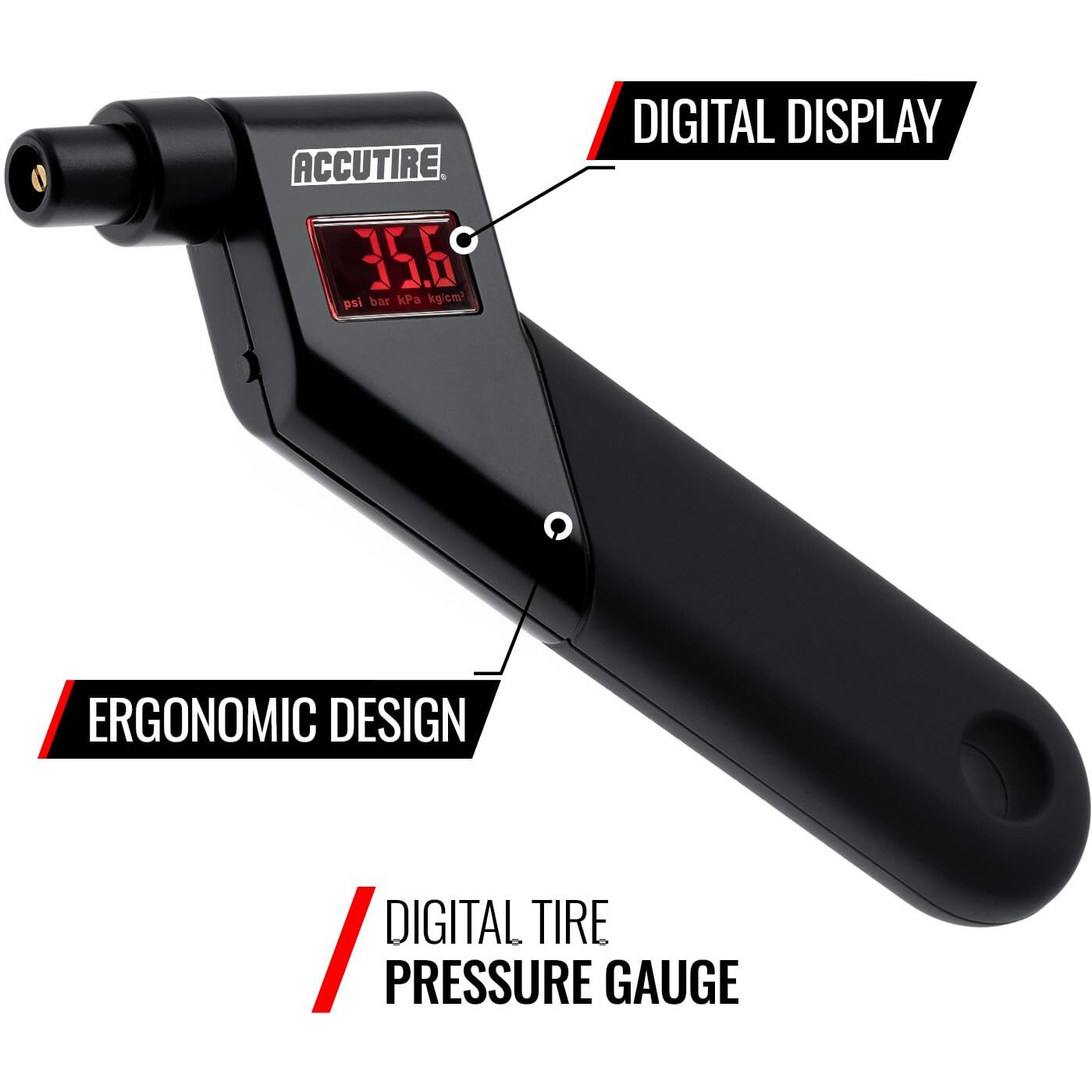 Accutire Ms-4021B Digital Tire Pressure Gauge With 4 Valve Caps  5-150Psi (Psi  Bar  Kpa  Kg/Cm2)