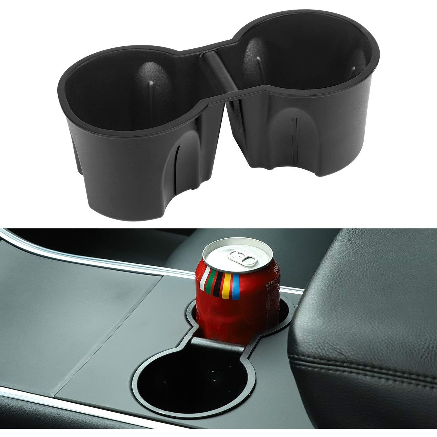 Motrobe Tesla Model Y Tesla Model 3 Center Console Cup Holder Inserts [Seamless Fit For Console] 2017-2020 Model 3 Model Y Not Fit 2021 Model 3