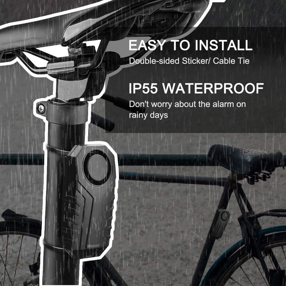 Wsdcam 113Db Bike Alarm Wireless Vibration Motion Sensor Waterproof Motorcycle Alarm With Remote