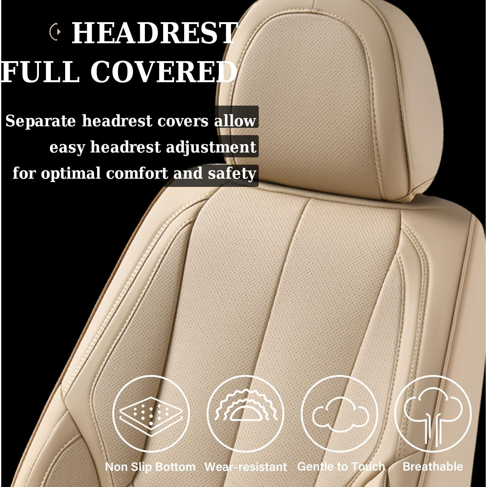 Coverado Seat Covers  Car Seat Covers Front Seats  Car Seat Cover  Car Seat Protector Waterproof  Car Seat Cushion Nappa Leather  Beige Seat Covers Carseat Cover Universal Fit For Most Cars
