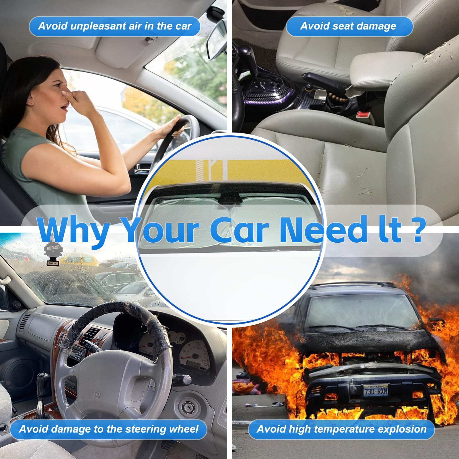 Windshield Sun Shade For Ford Explorer 2020-2025 Double Layer 240T Front Window Shade Custom Fit Explorer Suv St Xlt  Limited  Platinum Sun Visor Foldable Shade Blocks Uv Rays