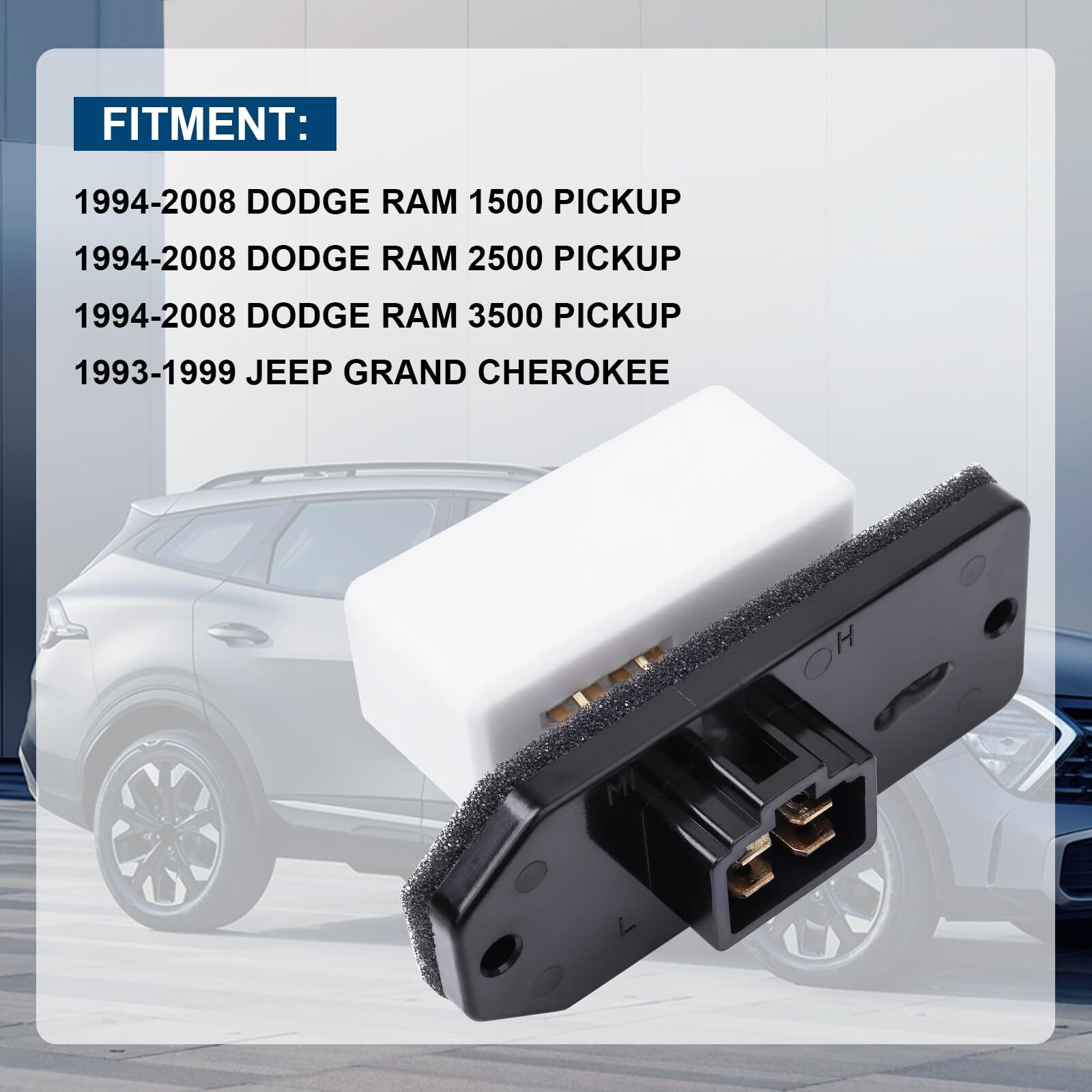 4720278 Hvac Fan Blower Motor Resistor Replacement For 1994-2008 Dodge Ram 1500 2500 3500 Pickup | 1993-1999 Jeep Grand Cherokee  Replaces 973-020  68004241Aa  5012212Aa Ac Heater Relay