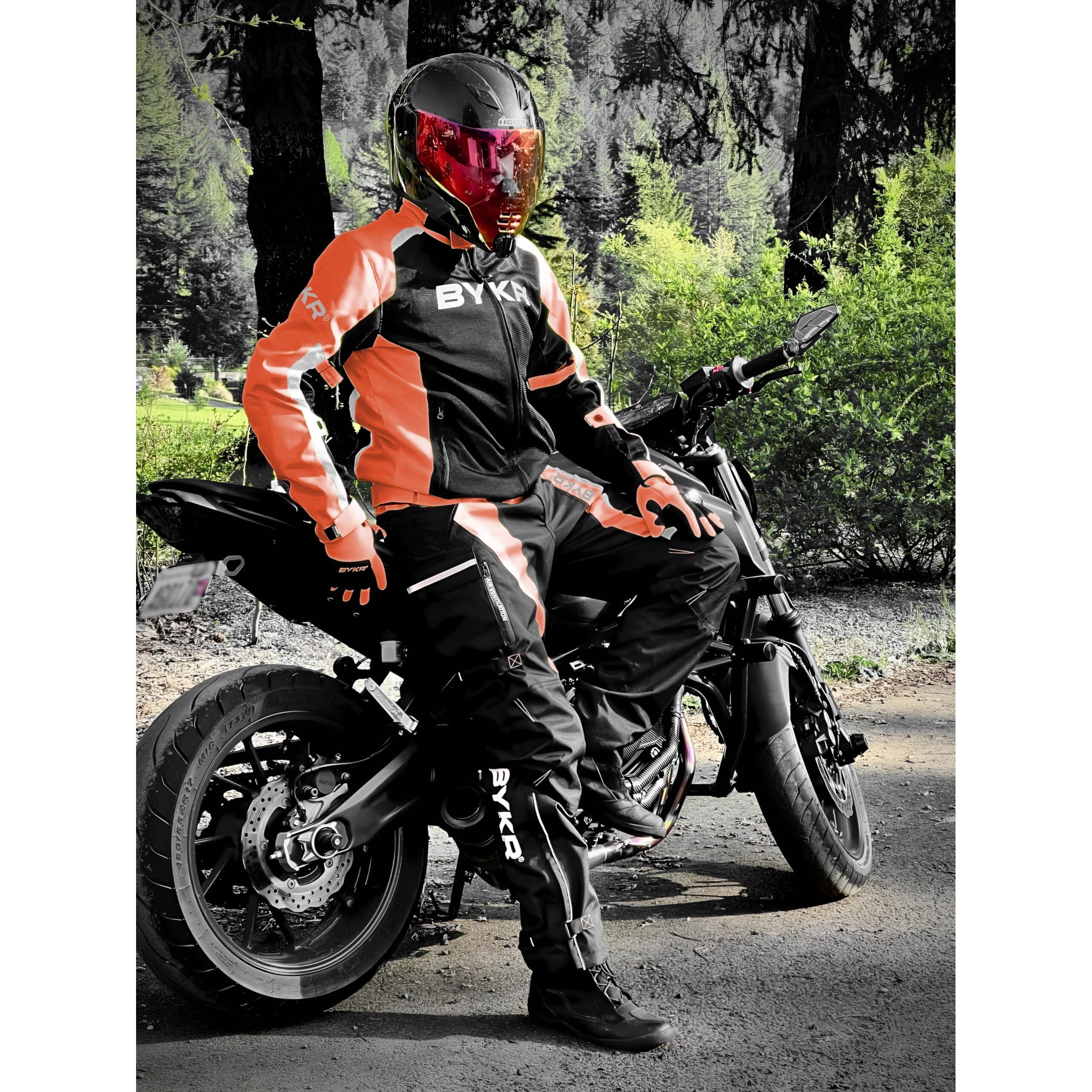 Bykr Motorcycle Pants For Men & Women Armored Cordura Overpants Enduro Atv Dual Sports Motocross Cargo Touring Adventure Pant (42Wx34L  Orange)
