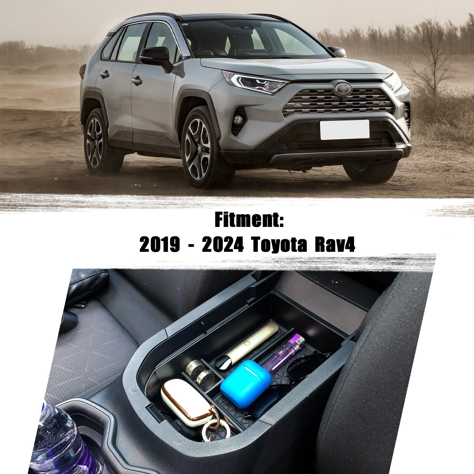 Neepiar Center Console Organizer Tray Compatible With Toyota Rav4 2025 2024 2023 2022 2021 2020 2019 Armrest Storage Box Insert Tray Secondary Interior Accessories