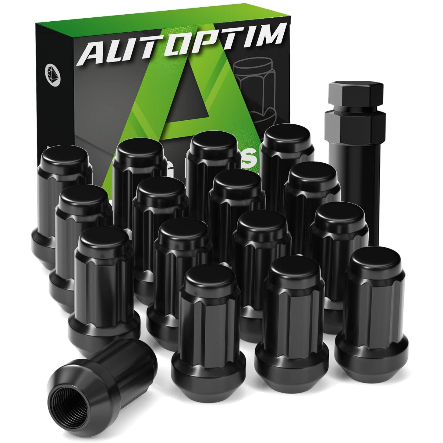 Autoptim M10X1.25 Atv Lug Nuts - Replacement For Honda Foreman Ranchers Yamaha Can Am Outlander Arctic Cat Kawasaki Suzuki Aftermarket Wheel Nuts  Black 16Pcs 6 Spline Closed End Nuts With Socket Key