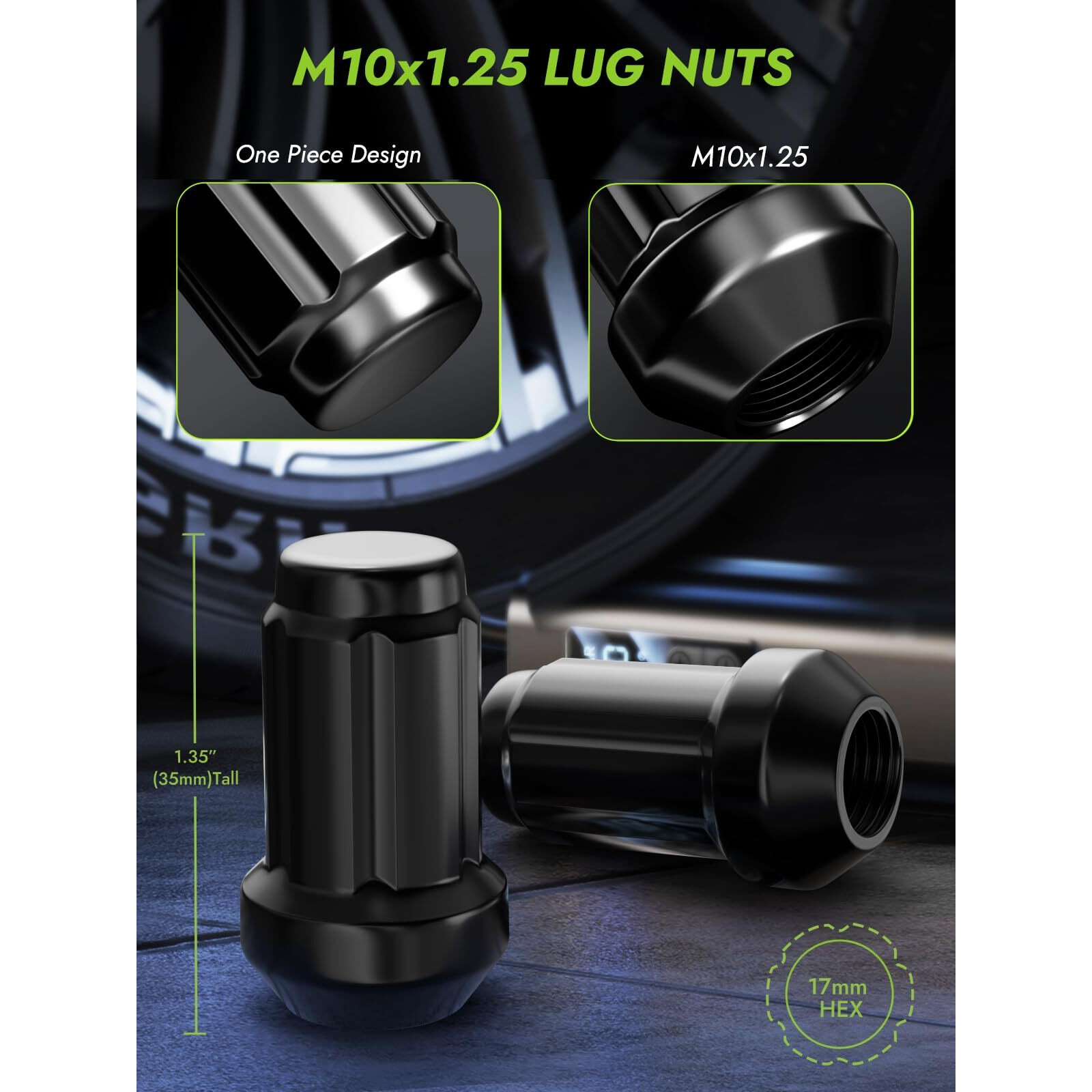 Autoptim M10X1.25 Atv Lug Nuts - Replacement For Honda Foreman Ranchers Yamaha Can Am Outlander Arctic Cat Kawasaki Suzuki Aftermarket Wheel Nuts  Black 16Pcs 6 Spline Closed End Nuts With Socket Key