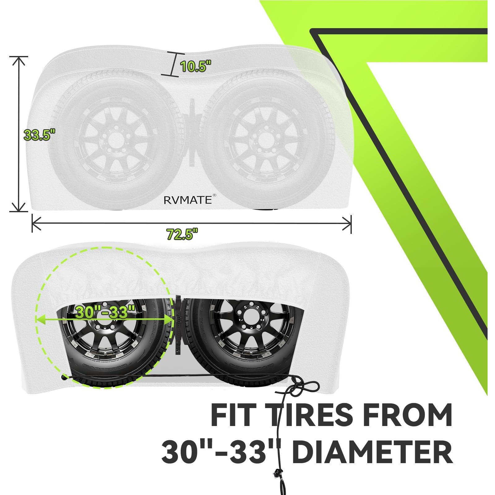 Rvmate Rv Tire Covers  Dual Axle Wheel Cover (2 Pack) Fits 30""-33"" Diameter Tires  Waterproof Anti-Uv White Dual Tire Covers Rv Accessories For Truck/Trailer