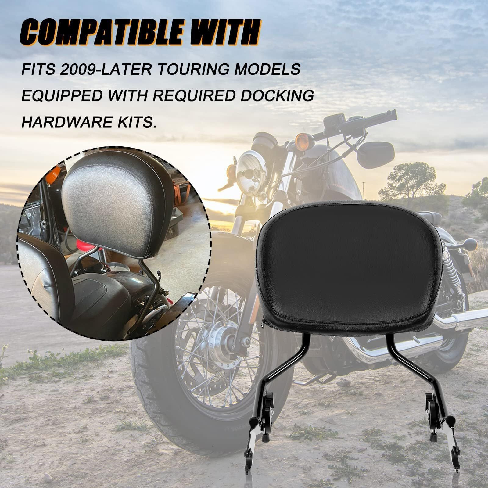 Kuafu Adjustable Backrest Sissy Bar With Leather Pad Detachable Compatible With 2009-2024 Harley Davidson Touring Road King Street Glide Electra Glide Road Glide Ultra Limited Black
