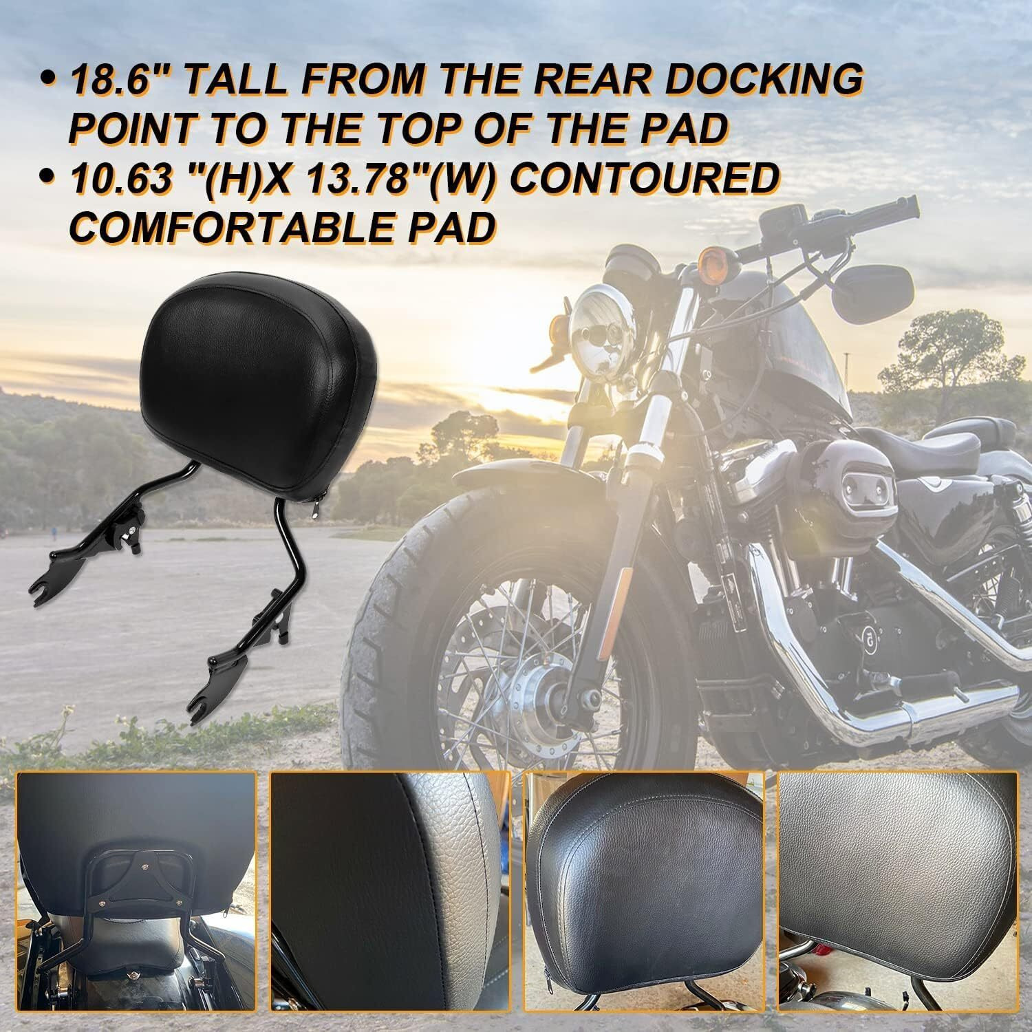 Kuafu Adjustable Backrest Sissy Bar With Leather Pad Detachable Compatible With 2009-2024 Harley Davidson Touring Road King Street Glide Electra Glide Road Glide Ultra Limited Black