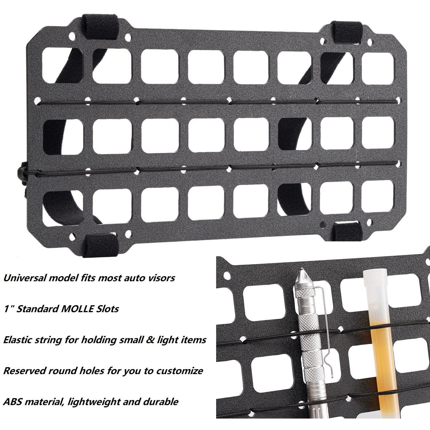 Tacnex Vehicle Rigid Molle Panel For Car Visor Organizer Edc Pouch Tool Holster Bag Holder Tactical Gear Rack Truck Equipment Mount Plate Modular Storage Shelf Auto Interior Accessories