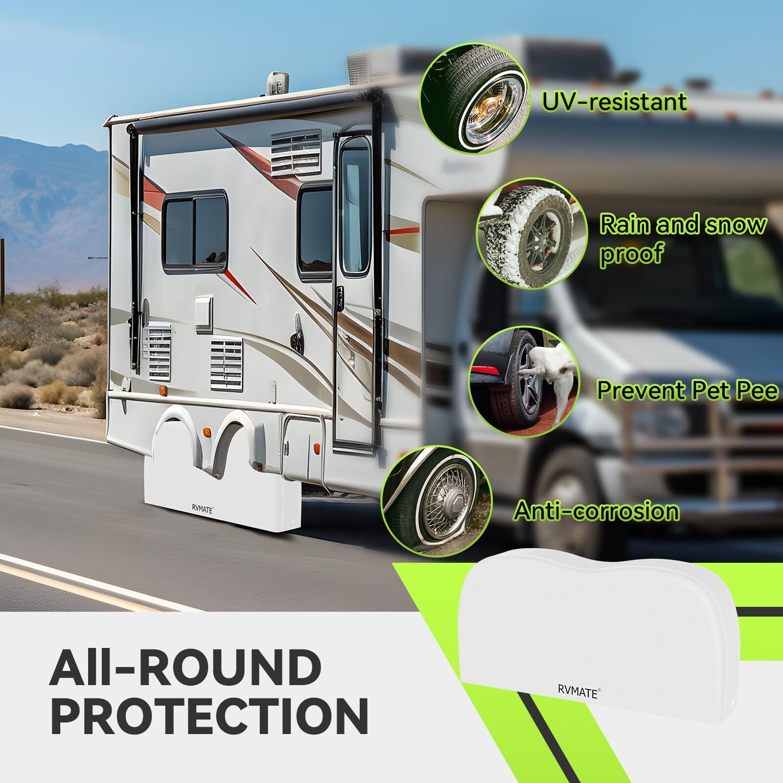 Rvmate Rv Tire Covers  Dual Axle Wheel Cover (2 Pack) Fits 27""-30"" Diameter Tires  Waterproof Anti-Uv White Dual Tire Covers Rv Accessories For Truck/Trailer