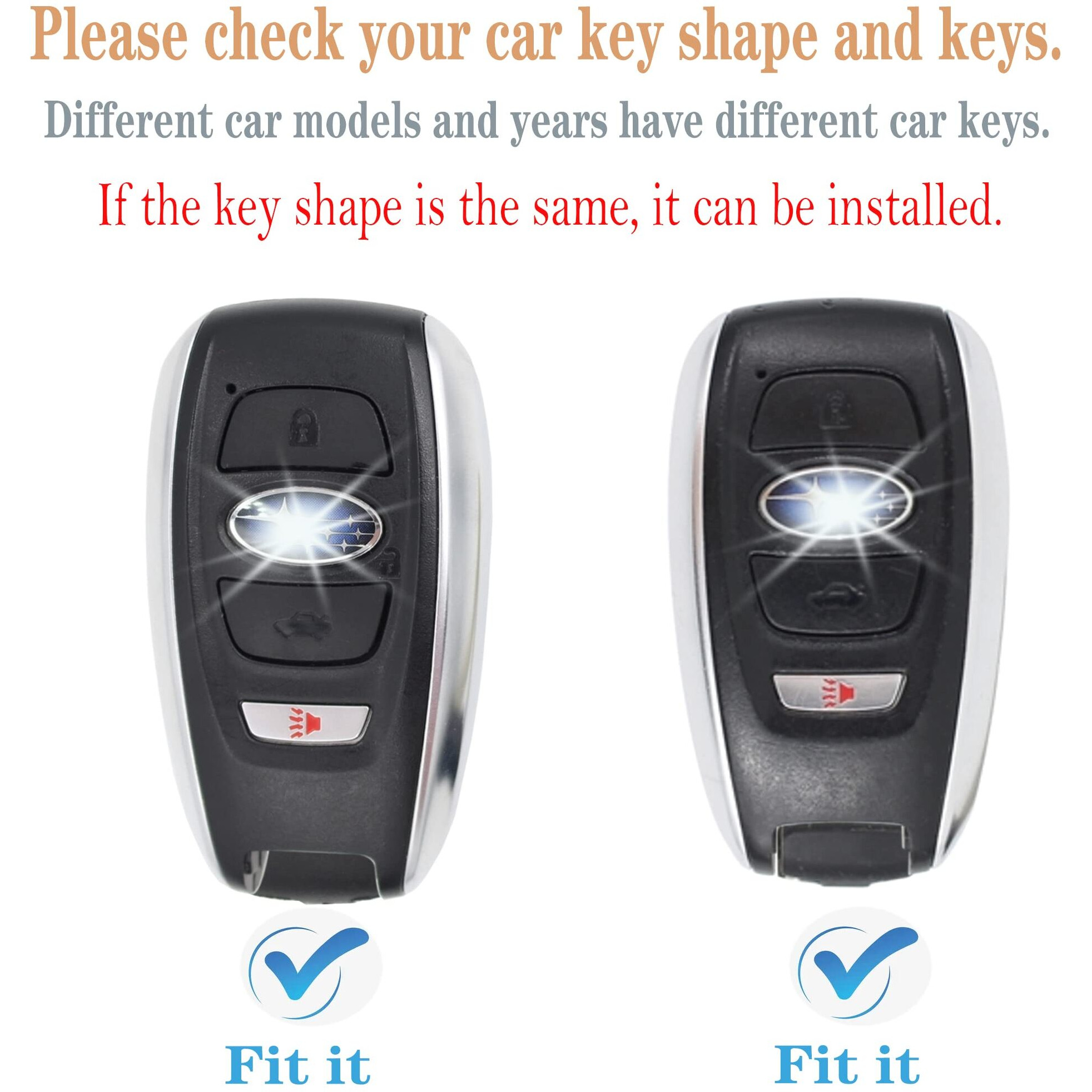 Kirsnda For Subaru Key Fob Cover Case With Keychain Texture Soft Tpu Key Case/Skin 4-Buttons Fit Brz Legacy Outback Ascent Crosstrek Forester Wrx Remote Key Vehicle Accessories(Silver)